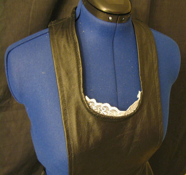 50's Style Leather Apron with Lace Trim