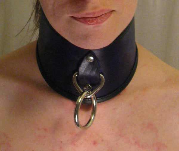 Hand-Dyed 3" Locking Severe Posture Collar with Leather backing and locking Fastening
