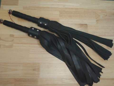 Heavy Cow-Hide Leather Flogger With Weighted Handle