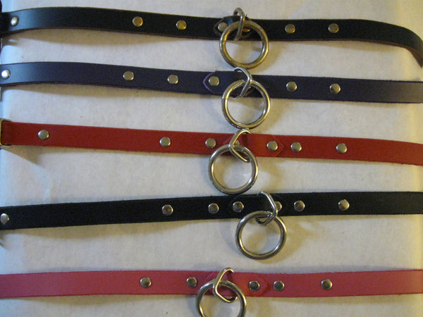 Leather Choker/Collar with Center Ring