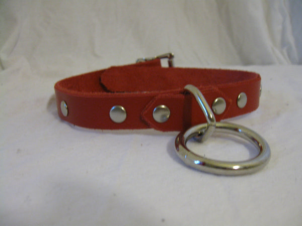 Leather Choker/Collar with Center Ring