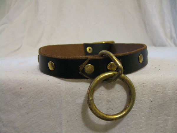 Leather Choker/Collar with Center Ring