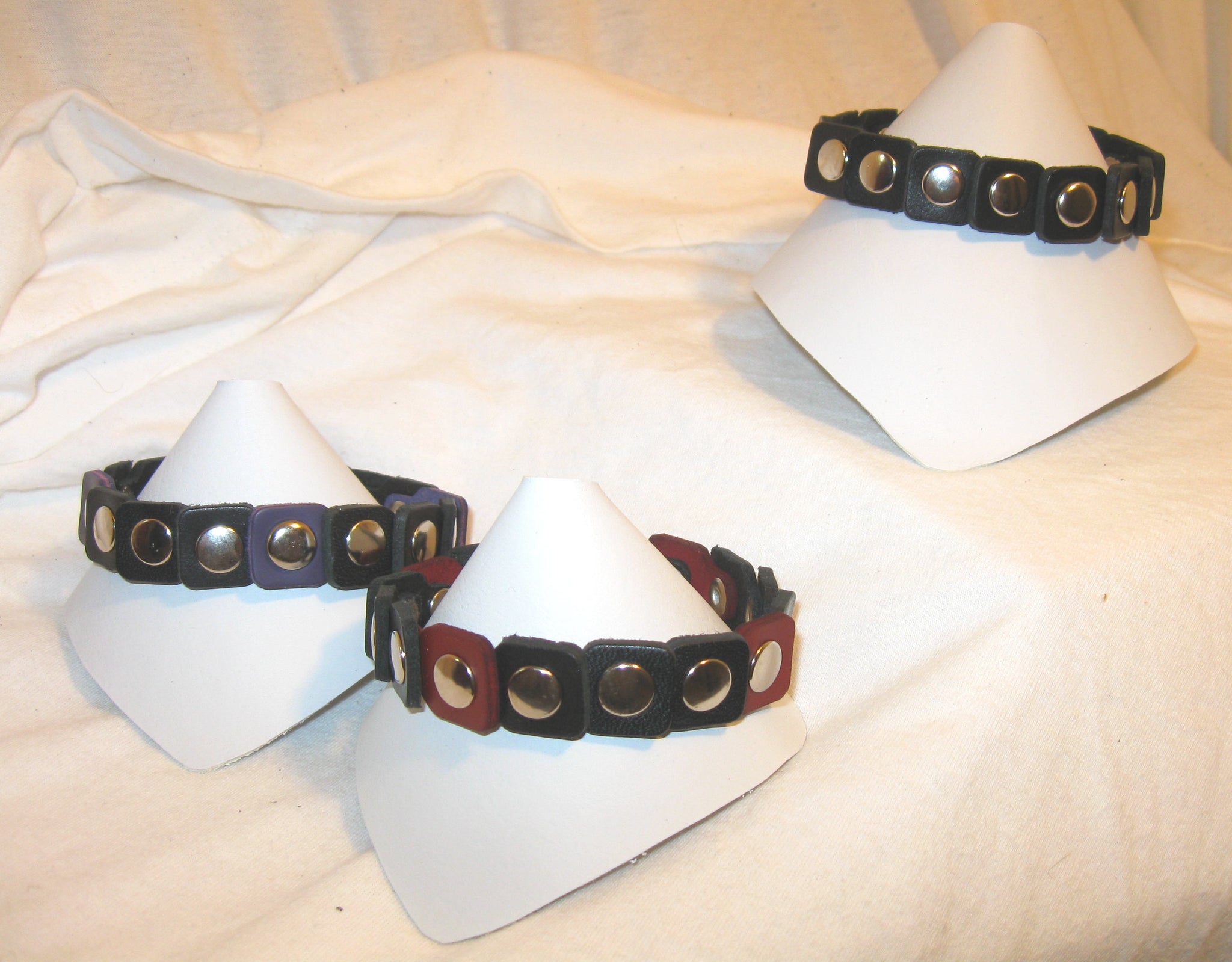 Leather Scale Studded Bracelets