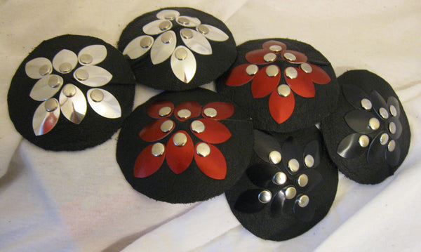 Studded and Scaled Leather Pasties in Multiple Colors