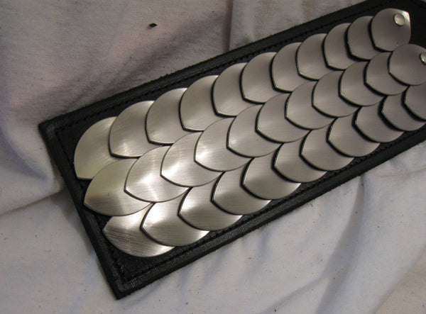 Hand-Made Leather Paddle, With Studded Mult-Color Scales