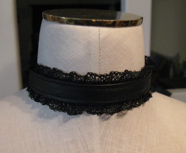 Black Leather and Lace Gothic Choker