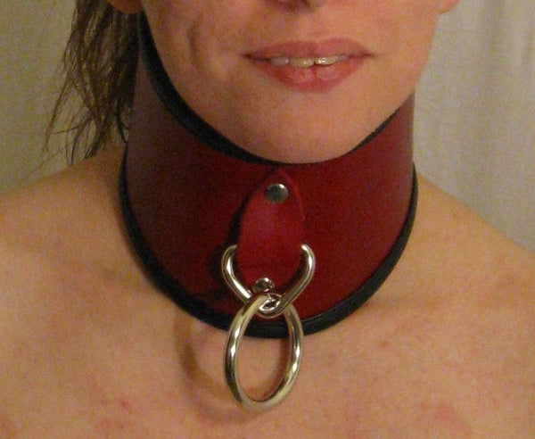 Hand-Dyed 3" Locking Severe Posture Collar with Leather backing and locking Fastening