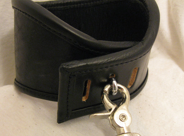 Hand-Dyed 3" Locking Severe Posture Collar with Leather backing and locking Fastening