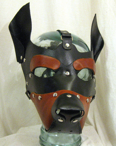 Hand Made and Dyed Leather Puppy Hood