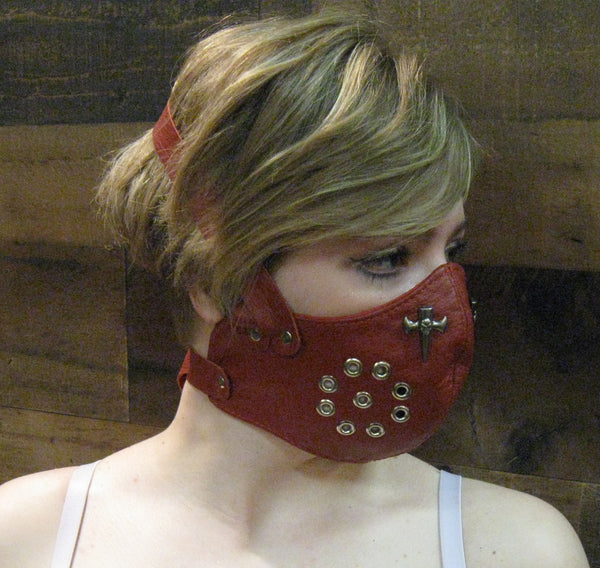 Red Leather Motorcycle Mask or Muzzle