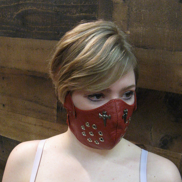 Red Leather Motorcycle Mask or Muzzle