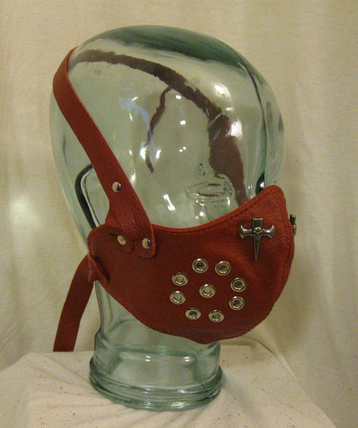 Red Leather Motorcycle Mask or Muzzle