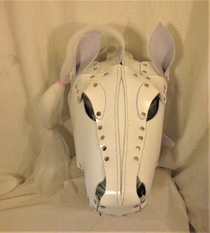 White Patent Leather Styled Pony Hood