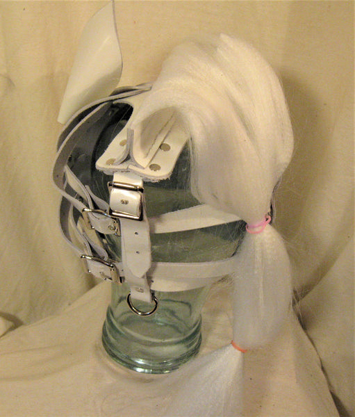 White Patent Leather Styled Pony Hood