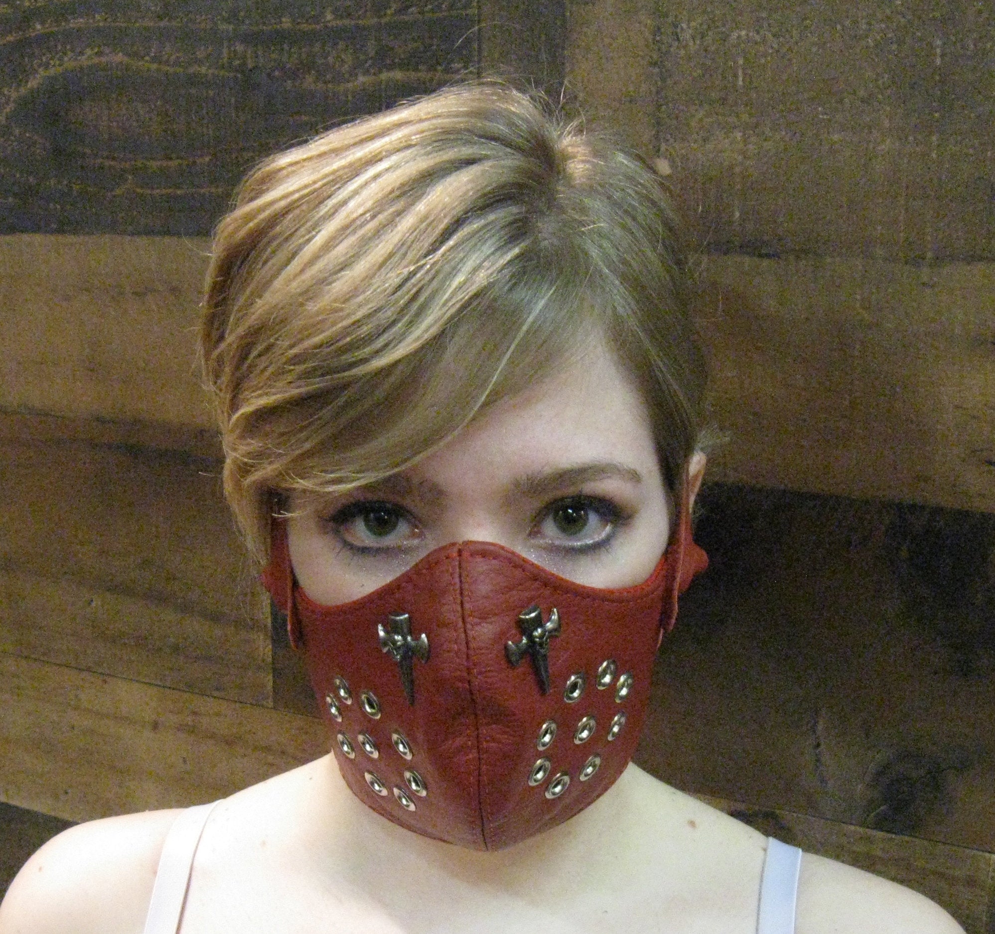 Red Leather Motorcycle Mask or Muzzle