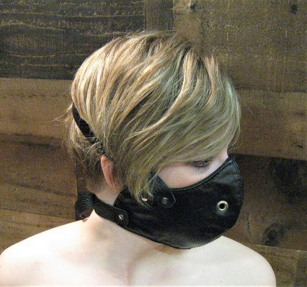 Black Leather Motorcycle Mask or Muzzle