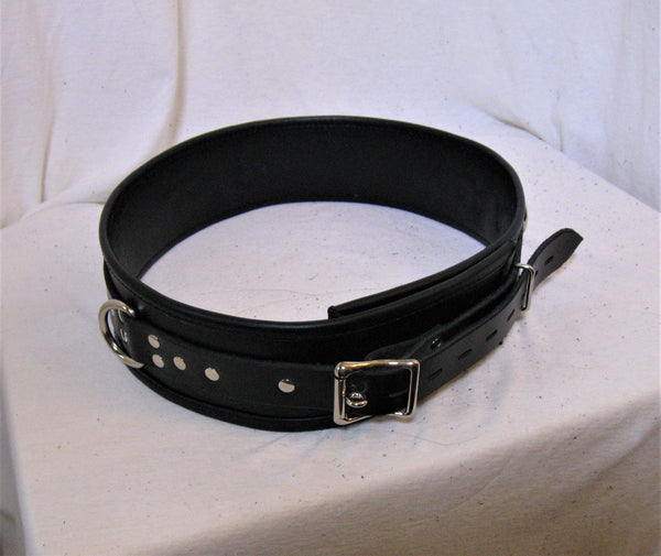 Locking Leather Lined/Edged Bondage Restraint Belt
