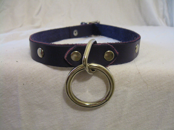 Leather Choker/Collar with Center Ring